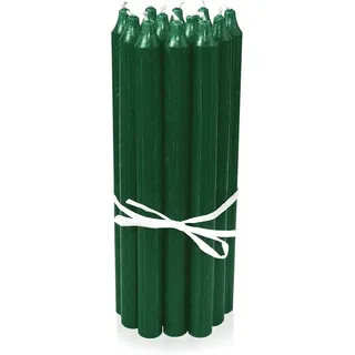 Stabkerzen grün, 12er Pack, Höhe 29 cm, Durchmesser 2,2 cm, Brenndauer 14 Stunden, für Dekoration