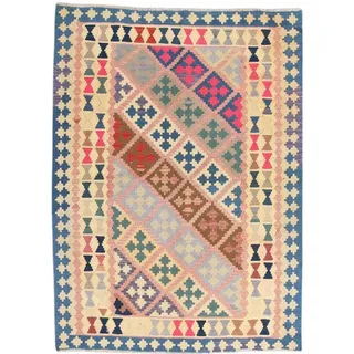 Nain Trading Orientteppich Kelim Fars 149x199 Handgewebter Orientteppich / Perserteppich, rechteckig, Höhe: 5 mm beige|blau|lila