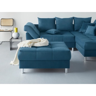 Hocker COLLECTION AB "Joseli" Gr. H/T: 45 cm x 82 cm, Samtvelours, blau (marineblau) Polsterhocker Hocker inklusive komfortablen Federkerns