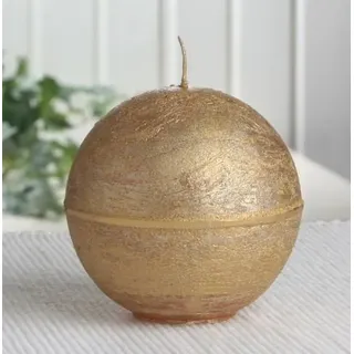 Rustik-Kugelkerze, 8 cm Ø, Gold-metallic