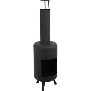UNUS Terrassenofen Gartenkamin Feuerstelle 105 cm hoch in schwarz - Schwarz