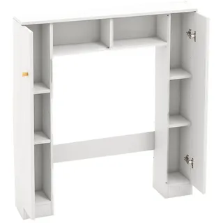 Costway Toilettenschrank, Badezimmerschrank, Toilettenregal mit verstellbaren Einlegeböden, 87,5 x 18 x 98 cm (weiß)