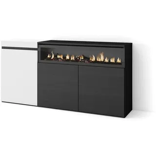 SKRAUT HOME Sideboard 150 x 75 x 35 cm Weiß / Schwarz / Mehrfarbig
