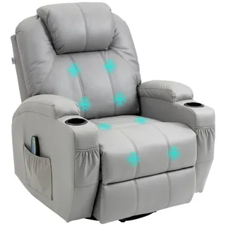 BAYMATE Massagesessel Massage- und Relaxsessel mit Fußstütze und Fernbedienung (PU-Leder, 89 x 99 x 106 cm, Grau) grau
