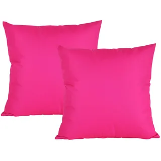 JACK 2X 50x50cm Outdoor Lounge Kissen Dekokissen inkl. XXL-Füllung Wasserabweisend Sitzkissen Garten Stuhl Lotus Effekt, Farbe:Pink