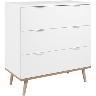 Finori Kommode Weiß, Sonoma Eiche Metall, 3 Schubladen, 80x86.5x40 cm Wohnzimmer, Kommoden , Sideboards, Kommoden