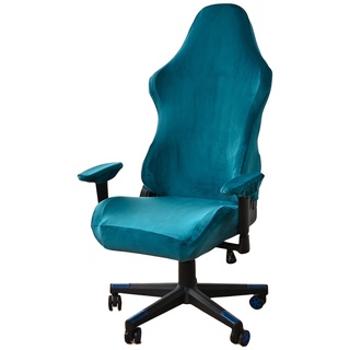 OQHAIR Samt Gamingstuhl Bezüge Ergonomisch Gaming Stuhl bezug Universell drehbar Gaming Stuhl bezug Sitzschutz für den Liege-Racing-Stil -Blau
