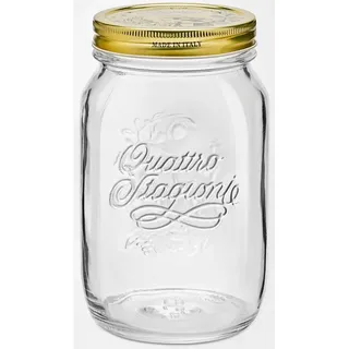 Bormioli Rocco Einmachglas Quattro Stagioni, Glas, (Set, 3-tlg., 3 Stück, 1,0l Fassungsvermögen), luftdicht verschließbar, goldener Schraubverschluss weiß