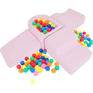 COSTWAY 5 TLG.Schaumstoffbausteine, Riesenbausteine mit Bällebad,Großbausteine, Kletterblöcke Softbausteine XXL, Ohne Spielbälle, Rosa Sherpa-S... - Rosa