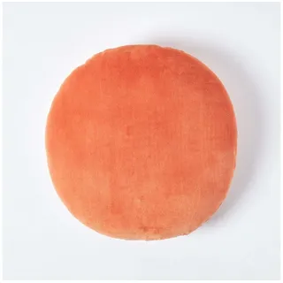 Homescapes Dekokissen Samt Kissen, 40 cm rund, orange