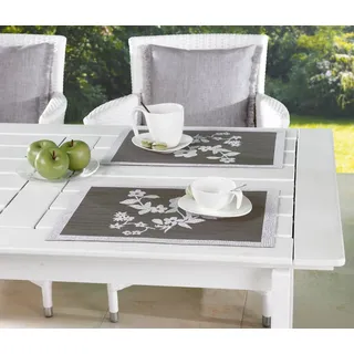 EMHELLE Tischset Tischläufer Platzset Tischband Tischdecke Tischdeko Tischrolle Gartentischdecke Außen und Innenbereich Rutschhemmende Oberfläche 30 x 45 cm, 2 er Set (Anthrazit - Silber)
