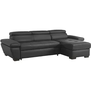 vente-unique Ecksofa Leder mit Schlaffunktion - Ecke Rechts - Anthrazit - JONOVA