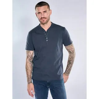 emilio adani Herren Henley T-Shirt Blau regular uni Knopfleiste - 3XL