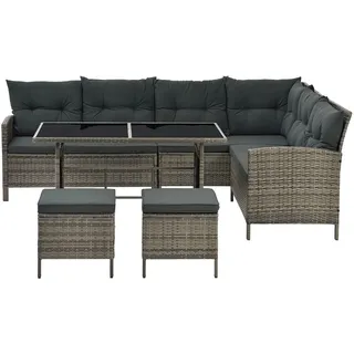 Juskys Manacor Polyrattan Lounge-Set grau meliert
