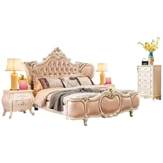 Xlmoebel Schlafzimmer-Set Elegantes Schlafzimmermöbel-Set in hochwertiger Verarbeitung, (4-tlg., Bett + 2x Nachttische + Kommode), Hergestellt in Europa weiß