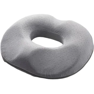 FANSU Memory Foam Sitzkissen Bürostuhl, Sitzkissen Orthopädisch mit Loch Bequemes Donut Kissen Weich Hämorriden Kissen Sitzring Steißbein Entlastung (42x38,Plüsch-Grau)