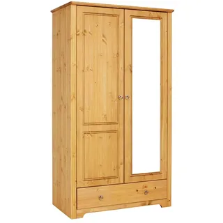 Holz Schrank aus Kiefer Massivholz Spiegeltür