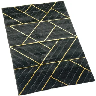 CARPETIA Teppich Wohnzimmer Teppich modern geometrisches Muster schwarz Gold Größe 80x150 cm