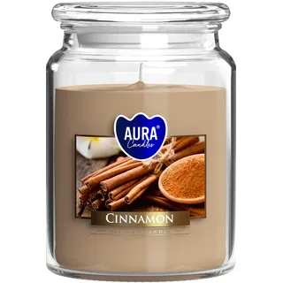 Eine große Duftkerze im Glas mit Deckel mit Zimtduft, 100h Brenndauer, Weihnachtsduft, würziges Aroma