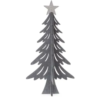 3D Filz Tannenbaum XL mit Stern zum Stellen H:60 cm grau - Weihnachtsdeko