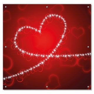 Sonnenschutz Leuchtendes Herz aus Sternen vor rotem Hintergrund, Wallario, blickdicht, mit Saugnäpfen, wiederablösbar und wiederverwendbar rot 96 cm x 93 cm