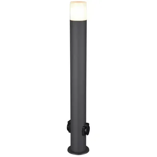TRIO Leuchten LED Pollerleuchte Anthrazit mit 2 Steckdosen, Höhe 80cm, LED wechselbar, Warmweiß, Wegeleuchten zur Garten Weg-Beleuchtung, Gartenleuchten mit Strom schwarz