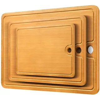 Schneidebrett Holz aus 100% Bambus XXL - 3pcs dickes Holzbrett antibakteriell - massives Schneidbrett mit Saftrille - Holzschneidebrett 45x30x2cm - Alternative zu Schneidebrett Kunststoff