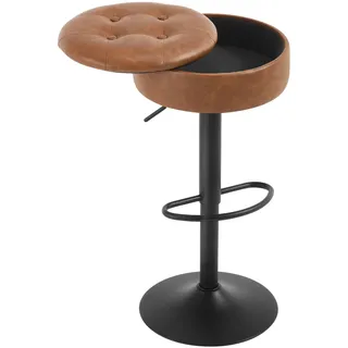 WOLTU Barhocker, Sitzhocker mit Stauraum, Hocker höhenverstellbar 360° drehbar, Drehhocker für Kücheninsel Esszimmer Bar Küche Tresen, Kunstleder Metall, Braun