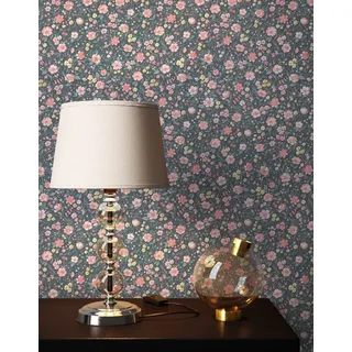 Newroom Vliestapete Lavea Tapete Blumentapete Blumen,Blüten,Wiese, Rosa Tapete Landhaus Blumen - Blumentapete Anthrazit Blau Romantisch Floral Blüten Wiese für Wohnzimmer Schlafzimmer Büro, modern bunt
