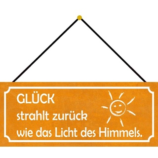 Schatzmix Glück strahlt Himmel Sonne Metallschild 27x10 cm Wanddeko mit Kordel Blechschild, Blech, Mehrfarbig