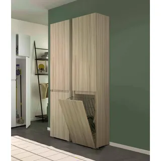 Dmora Mehrzweck-Kleiderschrank mit 2 Türen Agapanto, Wäscheschrank mit 2 Türen, Badezimmersäule mit Wäschekorb, 100 Made in Italy, 45 x 37 x 195 cm, Olmo