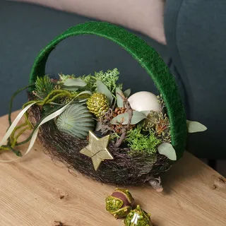 Dekoring Jute Grün Dunkelgrün Ø30cm Türdeko Wanddeko Set 2St