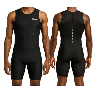 Wixen Herren Performance Triathlon-Anzug, ärmellos, Tri-Anzug, gepolstert, schnell trocknend, Laufen, Schwimmen, Fahrrad, Schwarz, XL - XL