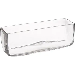 Famanu Rechteckige Glasvase mit Block – 10x30x10 cm – Klarglas – für Blumen und Dekoration