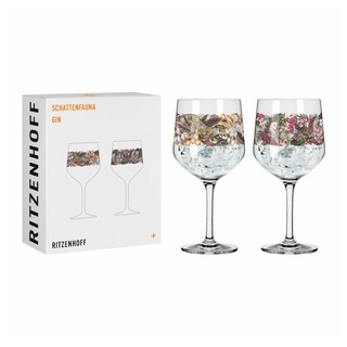 Ritzenhoff Cocktailglas Schattenfauna Gin-Kelch 2er-Set 002, Kristallglas, Made in Germany bunt