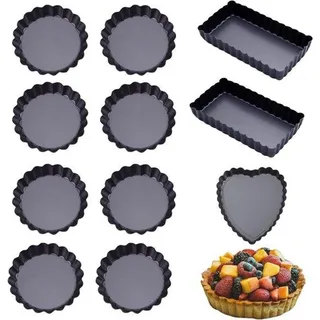 Famanu Backformen-Set mit 11 kleinen Formen für Quiches, Soufflés und Törtchen - mit abnehmbarem Boden
