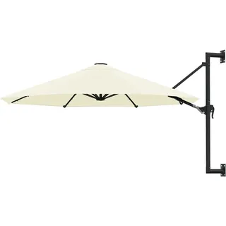 YITHOPI Wand-Sonnenschirm | 300 cm Wandmontage | Ampelschirm mit Metallmast | Gartenschirm Terrassenschirm Balkonschirm 8 Rippen Kurbelsystem 300 cm Sandfarben