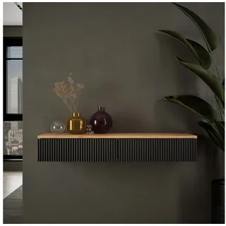 Planetmöbel Konsolentisch AMYRA Flurtisch mit Schublade (Wandmontage, 100 x 16 x 35 cm, 1-St., Gold Eiche - Schwarz), Wand-Konsole für Garderobe, Flur und Schminktisch schwarz