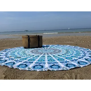 raajsee Indien Strandtuch Rund Mandala Hippie/Groß Indisch Baumwolle/Boho Yoga Matte Tuch Meditation/Tischdecke aufhänger Decke Picknick Teppich 70 inch