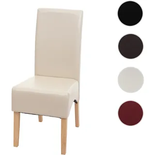 Einzelst�ck | Esszimmerstuhl Latina, Küchenstuhl Stuhl, Leder ~ creme, helle Beine