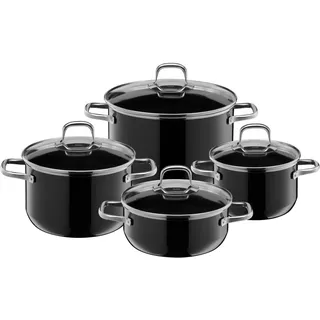 Silit Elegance Line Topfset Induktion 4-teilig, Kochtopf Set mit Glasdeckel, Silargan Funktionskeramik, Induktions Töpfe Set nickelfrei, schwarz