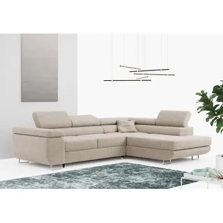 MKS MÖBEL Ecksofa GUSTAW-L, mit Schlaffunktion und Bettkasten, L-Form, Wohnlandschaft beige