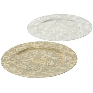 BOLTZE GRUPPE GmbH Dekoteller Platzteller Royal Kunststoff Ø.33 cm silber/gold 2er Set