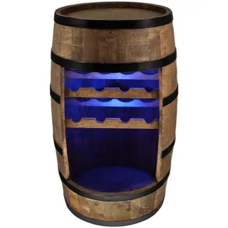 CREATIVE COOPER Weinregal Holz - Weinschrank Mini Bar - Weinschrank Mann und Frau - Barschrank mit LED-Leuchten - 80cm hoch - Retro deko Bar Regal - Hausbar Theke - Fassmöbel (Wenge)