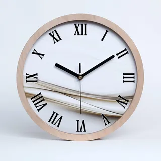 Tulup Holzuhr Wanduhr ⌀ 20cm Uhr Holz Stille Uhren Modern Runde Dekoration Schwarze Uhrzeiger - abstrakte Wellen