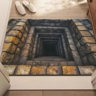 acsewater Fußmatte für den Innen- und Außenbereich, optische Täuschung, lustiger 3D-Teppich, kreative personalisierte Fußmatte, waschbare Bodenmatte mit Wirbel-Illusion
