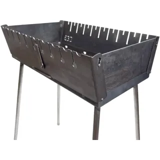 GOROCH Mangal Grill Schaschlik Holzkohlegrill – Faltbarer BBQ Koffer-Grill aus 2 mm Stahl für 10 Spieße – Tragbarer Outdoor Kohlegrill für Camping, Garten, Picknick & Reisen