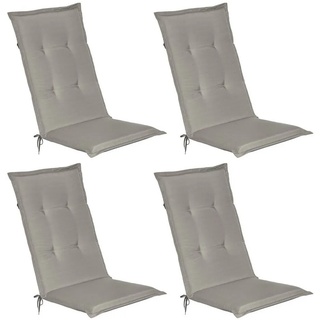 Beautissu Polsterauflage »Loft HL«, (4 St), 4er Set Hochlehner Auflage 120x50x6cm grau