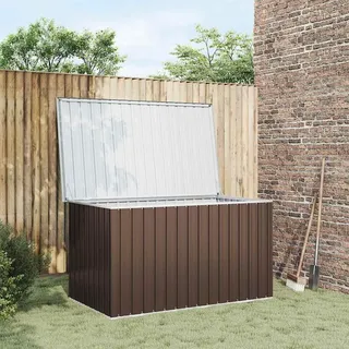 Versear Gartenbox wasserdicht XXL Metall Aufbewahrungsbox Auflagenbox Kissenbox Werkzeugkasten Gartentruhe Metall-Braun-171 x 99 x 93 cm