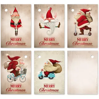 EDITION COLIBRI 25 Geschenkanhänger Weihnachten: Lustige Weihnachtsmänner, Etiketten Anhänger, Tags, Anhängeschilder, Dekorieren, Geschenke, Tannenbaumschmuck, Weihnachtsdeko aus Papier (Set 1)